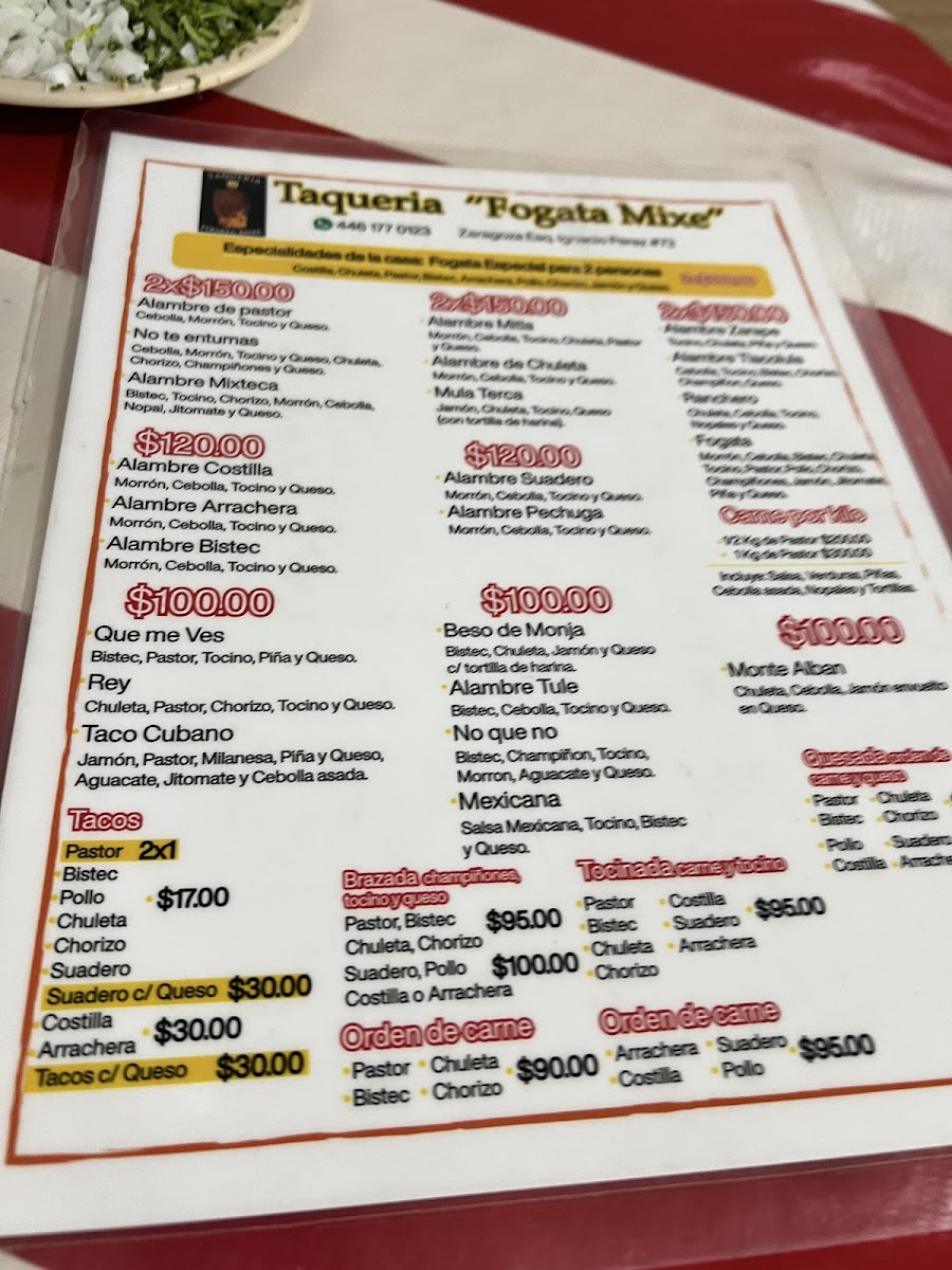 Taquería La Fogata Oaxaqueña. Menu - Image 1