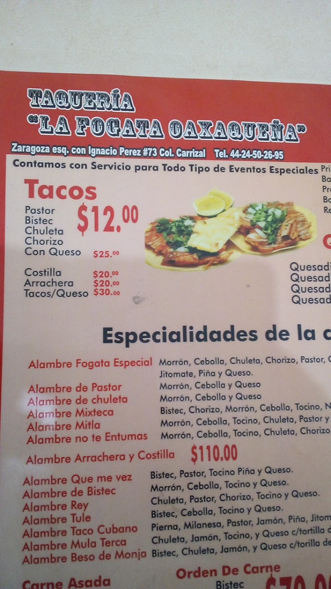 Taquería La Fogata Oaxaqueña. Menu - Image 4